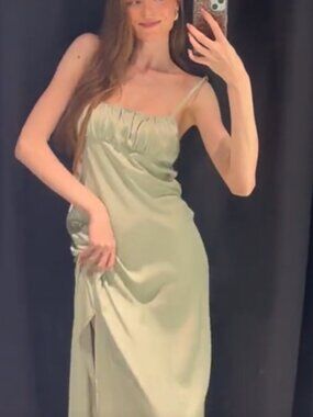 Zara Light Green Satin Dress